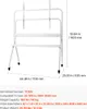 A white rolling TV stand with dimensions and specifications displayed. Anteprima dell’immagine prodotto