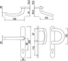 Technical drawing with dimensions of door handles. Produktbild-Vorschau