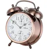 A close-up studio shot of a copper-colored mechanical alarm clock with a white face and two bells on top. Produktbild-Vorschau