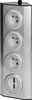 A silver corner power strip with three European-style outlets and two USB ports. Anteprima dell’immagine prodotto