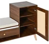 MODFU Schuhschrank Sitzbank Rattan-Optik Mit Sitzpolster Produktbild-Vorschau 5