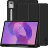 A black tablet case with a tablet inside, displayed in a studio setting. Produktbild-Vorschau