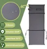 A dark gray garden chair cushion set is shown with informational graphics on the left side. Produktbild-Vorschau