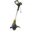A product shot of an electric string trimmer against a white background.