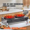 A commercial pancake maker with two heating plates, set on a kitchen counter with some food items in the foreground. Náhled obrázku produktu
