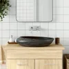 vidaXL Aufsatzwaschbecken Grau und Schwarz Oval 59x40x14 cm Produktbild-Vorschau 2