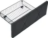 A wire basket drawer with a grey upholstered panel attached to its front. Náhľad obrázku produktu