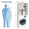 A size comparison chart showing silhouettes of a man and a woman next to a washing machine cabinet, with dimensions indicated. Produktbild-Vorschau