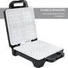 An open waffle maker with a grey overlay containing text. Podgląd zdjęcia produktu