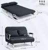 A product image showing a sofa in its couch form and then as a bed, with dimensions and weight capacity indicated. Náhled obrázku produktu