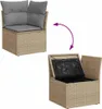9-tlg. Garten-Sofagarnitur mit Kissen Beige Poly Rattan Produktbild-Vorschau 8