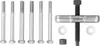 A set of tools for removing a steering wheel, including bolts and a puller. Produktbild-Vorschau