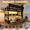 Hochbett 90 x 200 cm, Metallbett mit LED-Licht, Ablagebord, Produktbild-Vorschau 9