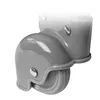 A close-up view of a gray caster wheel attached to a piece of furniture. Podgląd zdjęcia produktu
