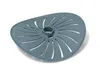 A gray plastic kitchen accessory with a swirling pattern of slits, centered on a white background. Produktbild-Vorschau