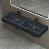 doporro Double Lavabo à Poser Gris Noir Mat 140cm Vasque Voir les images du produit 1