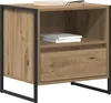 A product shot of a wooden nightstand with a black metal frame. Produktbild-Vorschau