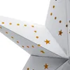 A close-up view of a white star-shaped lantern with gold polka dots and cut-out stars. Produktbild-Vorschau