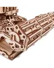 A close-up view of a wooden model of a self-propelled mower. Podgląd zdjęcia produktu