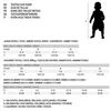A size chart for children's and junior textiles, with a silhouette of a child for scale. Produktbild-Vorschau