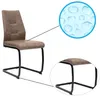 A modern dining chair with a close-up inset showing water droplets on a surface, and another inset showing the base of the chair. Produktbild-Vorschau