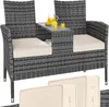 Banc de jardin en polyrotin 2 places avec coussins table Voir les images du produit 1