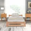 A bedroom scene with a wooden bed frame, nightstands, and a window. Náhled obrázku produktu