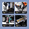 A collage of four close-up images showcasing different aspects of a construction vehicle toy model. Voir les images du produit