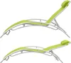 Two green and white chaise lounges are shown from the side against a white background. The top lounge is in a reclined position, while the bottom lounge is in a more upright position. Voir les images du produit