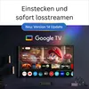 A television displaying the Google TV interface with the Super Mario Bros. Movie prominently featured. Produktbild-Vorschau