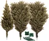 Three artificial Christmas trees of varying sizes and two green tree stands are displayed against a white background. Voir les images du produit