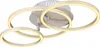 A modern ceiling light with three intertwined rings.