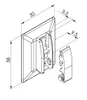 A technical drawing of mounting plates and clamps for blinds, with dimensions indicated. Produktbild-Vorschau