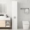 A modern bathroom scene with a vanity, tall cabinet, and toilet. Náhled obrázku produktu