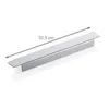 A silver colored metal product with dimensions indicated. Produktbild-Vorschau