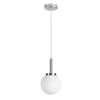 A single pendant light fixture with a spherical white shade and a silver-toned metal stem and canopy, photographed against a plain white background. Náhľad obrázku produktu