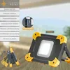 A product image showcasing a portable LED work light with various features highlighted. Produktbild-Vorschau