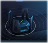 A futuristic-looking black router with green accents, emitting concentric rings to indicate Wi-Fi signal. Podgląd zdjęcia produktu