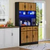 100x40x180cm Küchenschrank in Black+Natural mit Produktbild-Vorschau 2