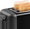 A close-up shot of a black toaster with two slices of toast popping up. Produktbild-Vorschau