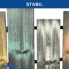 Close-up of a multi-colored wooden wall with metal hooks. Produktbild-Vorschau