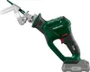 A cordless reciprocating saw with a battery pack attached, shown against a white background. Produktbild-Vorschau