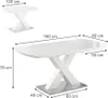 Two white tables with dimensions indicated by measurement lines and text. Anteprima dell’immagine prodotto