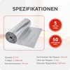 A roll of silver insulation material is shown, with text and graphics detailing its specifications. Produktbild-Vorschau