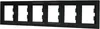 A black, six-gang horizontal switch frame with empty openings for modules. Anteprima dell’immagine prodotto