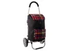 A shopping trolley with a black bag and a plaid pattern on the flap and pocket. Produktbild-Vorschau