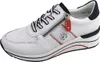 A single white sneaker with navy and red accents, shown from a side-diagonal view. Produktbild-Vorschau