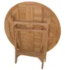 The underside of a round, foldable wooden table. Produktbild-Vorschau