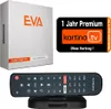 A product shot showing the Kartina TV EVA Box packaging, a remote control, and a promotional sticker. Produktbild-Vorschau
