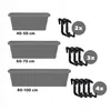 Three different sizes of planters are shown with corresponding quantities of hooks. Náhľad obrázku produktu